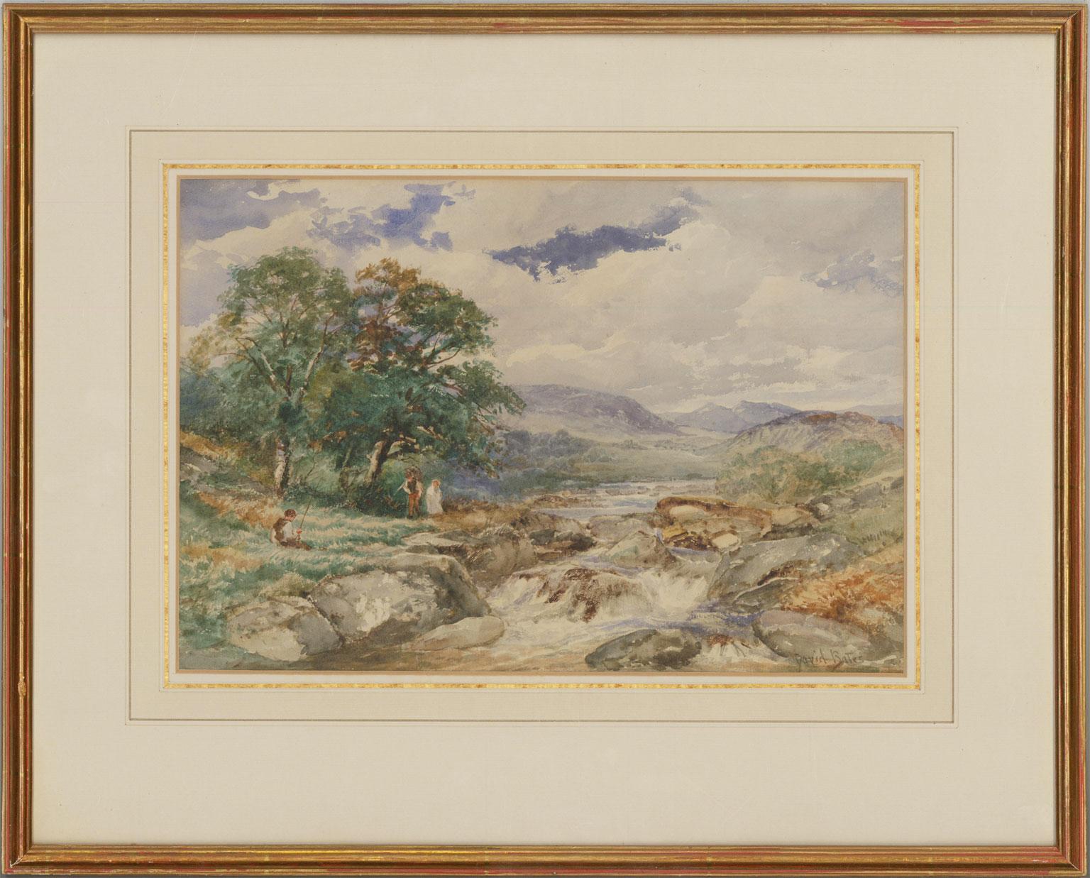 Unknown Landscape Art - David Bates (1840-1921) - Fine Watercolour, On the Machno River, North Wales
