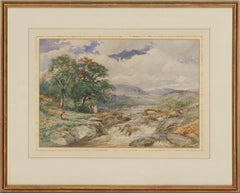 David Bates (1840-1921) - Fine Watercolour, On the Machno River, North Wales