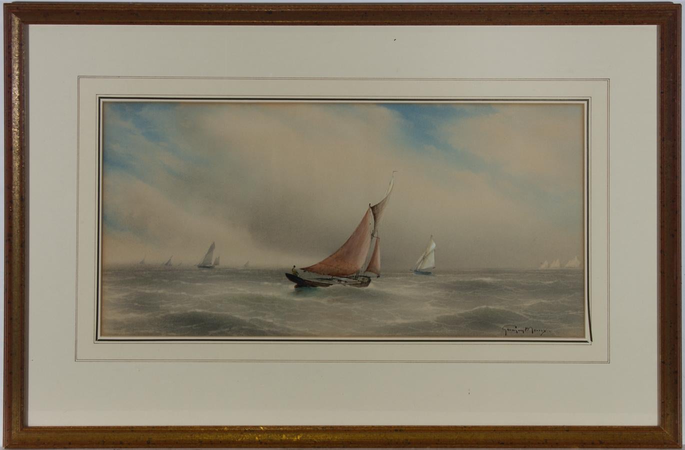 Unknown Figurative Art - Garman Morris (act.1900-1930) - Early 20th Century Watercolour, Stormy Seas