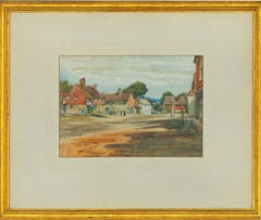 Joseph Compton Hall RBA (1863-1937) - 1919 Watercolour, Village Street Scene