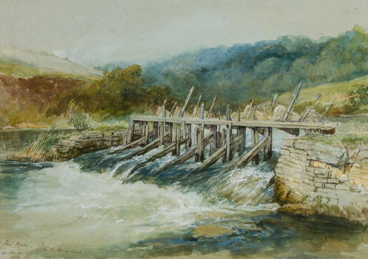 Frederick Henry Henshaw (1807-1891)  - Signed 1869 Watercolour, The River Avon 1