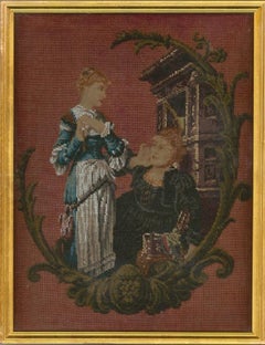Framed 19th Century Embroidery - Petit Point Embroidery and Beadwork