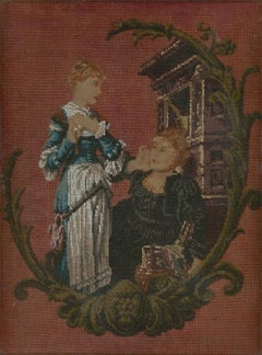 Framed 19th Century Embroidery - Petit Point Embroidery and Beadwork
