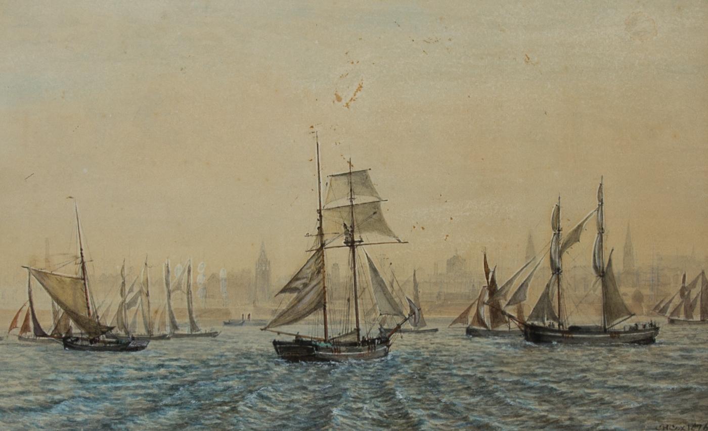 Charles Hudson Cox (1829-1901) - 1876 Watercolour, Ships - Art by Unknown