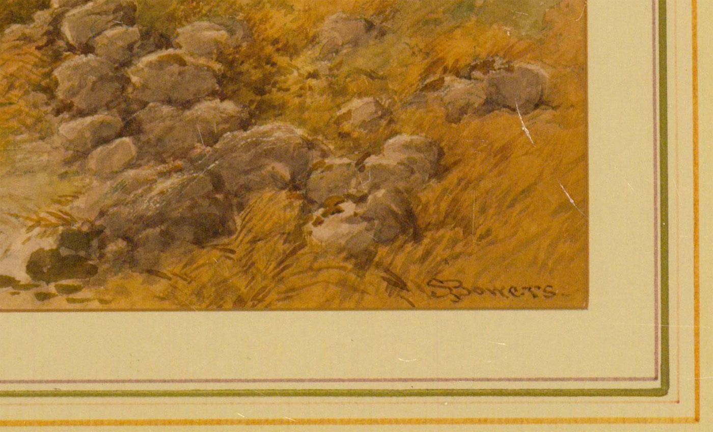 Stephen J. Bowers (fl. 1874-1892) - Signed Watercolour, Figures in a Landscape - Brown Landscape Art by Unknown