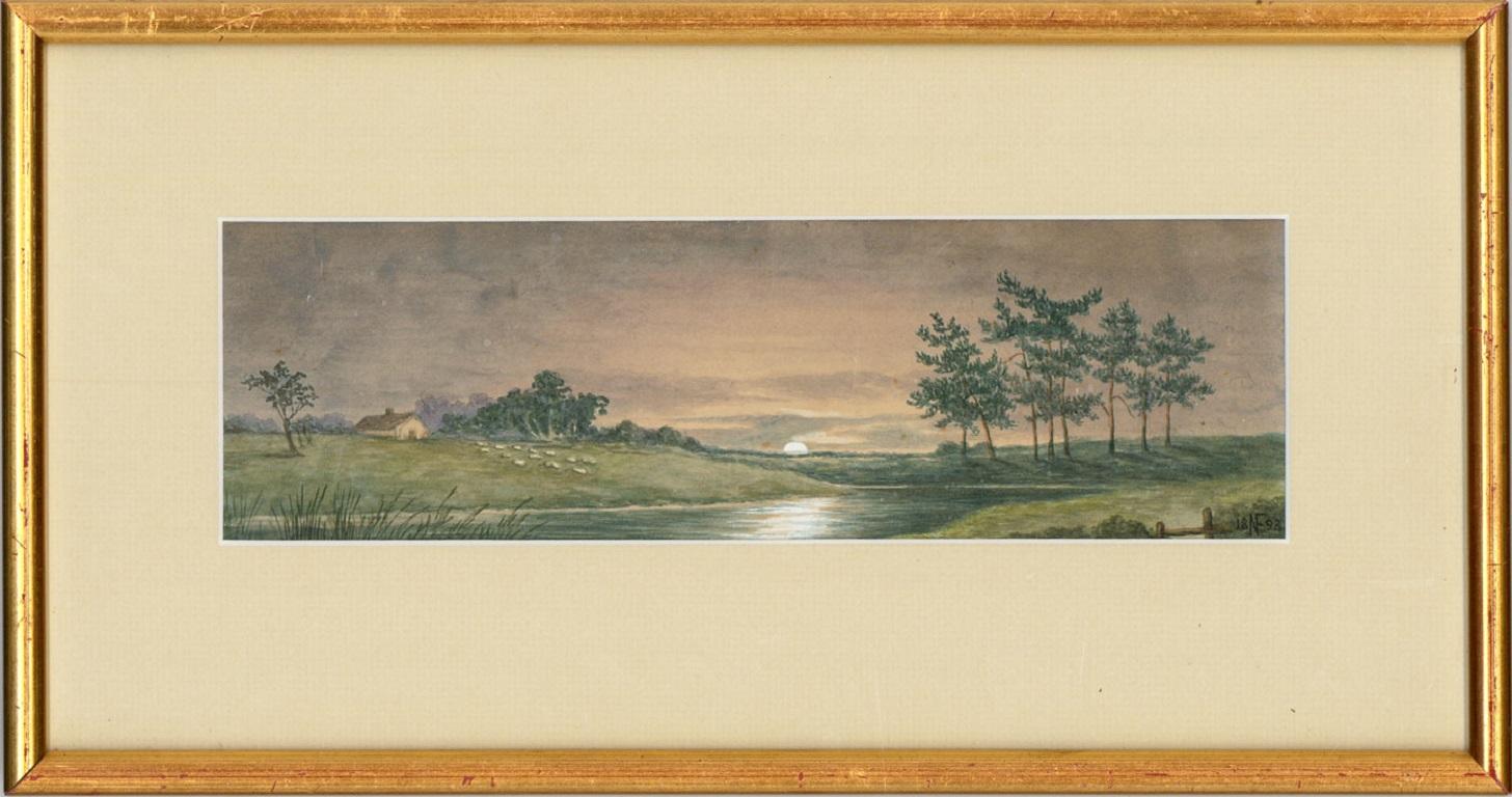 Unknown Landscape Art - N.F. - Set of Three 1893 Watercolours, Rural Landscapes