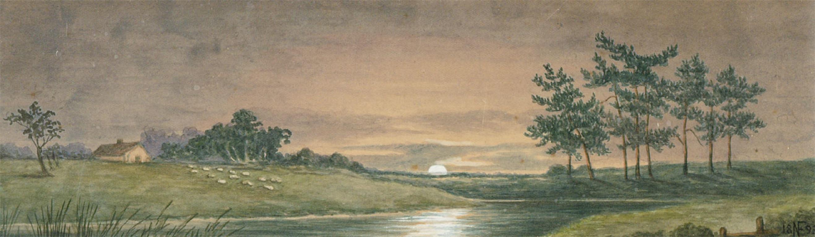 N.F. - Set of Three 1893 Watercolours, Rural Landscapes - Art by Unknown