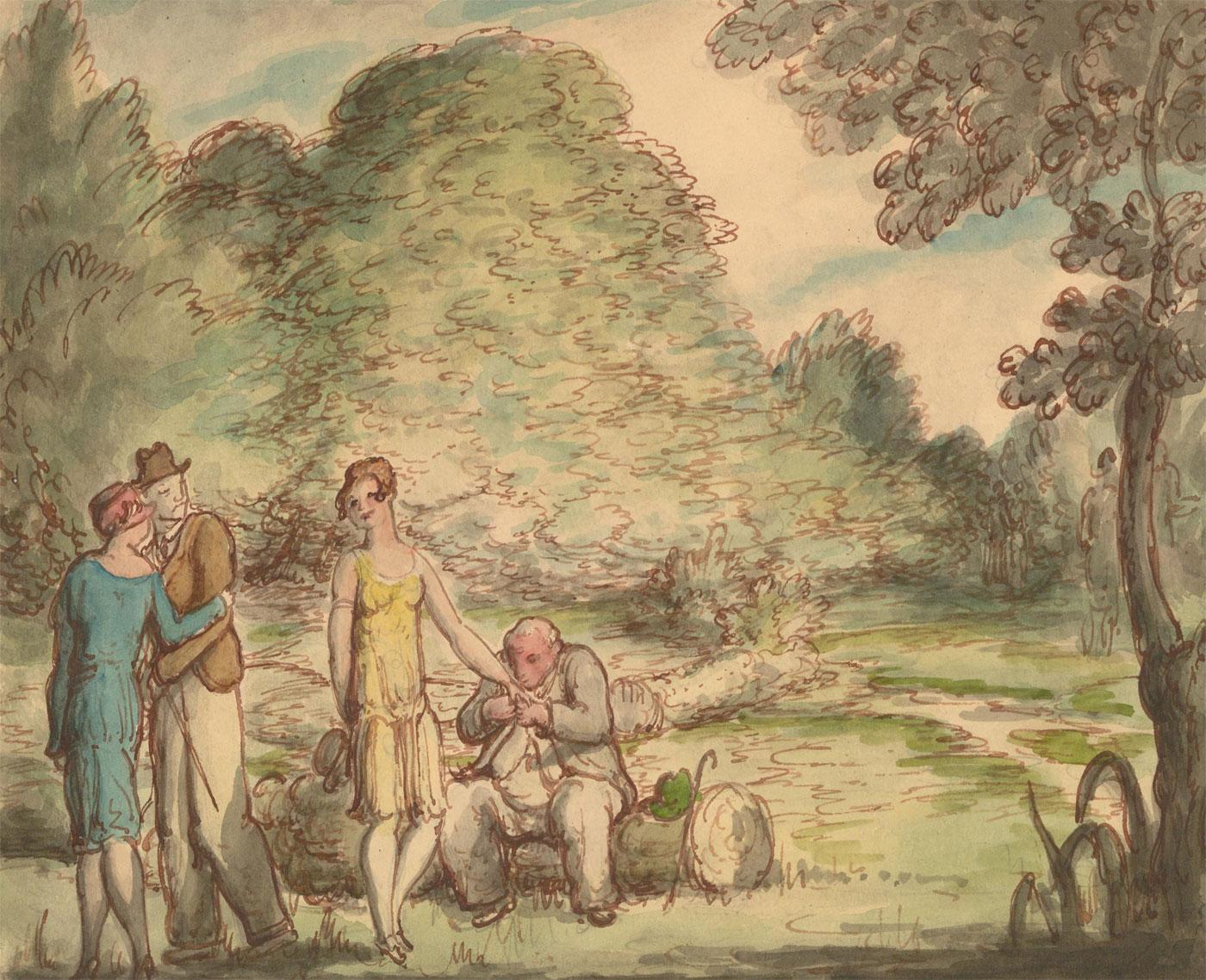 Harold Hope Read (1881-1959) - Couples Courting in a Park For Sale 1