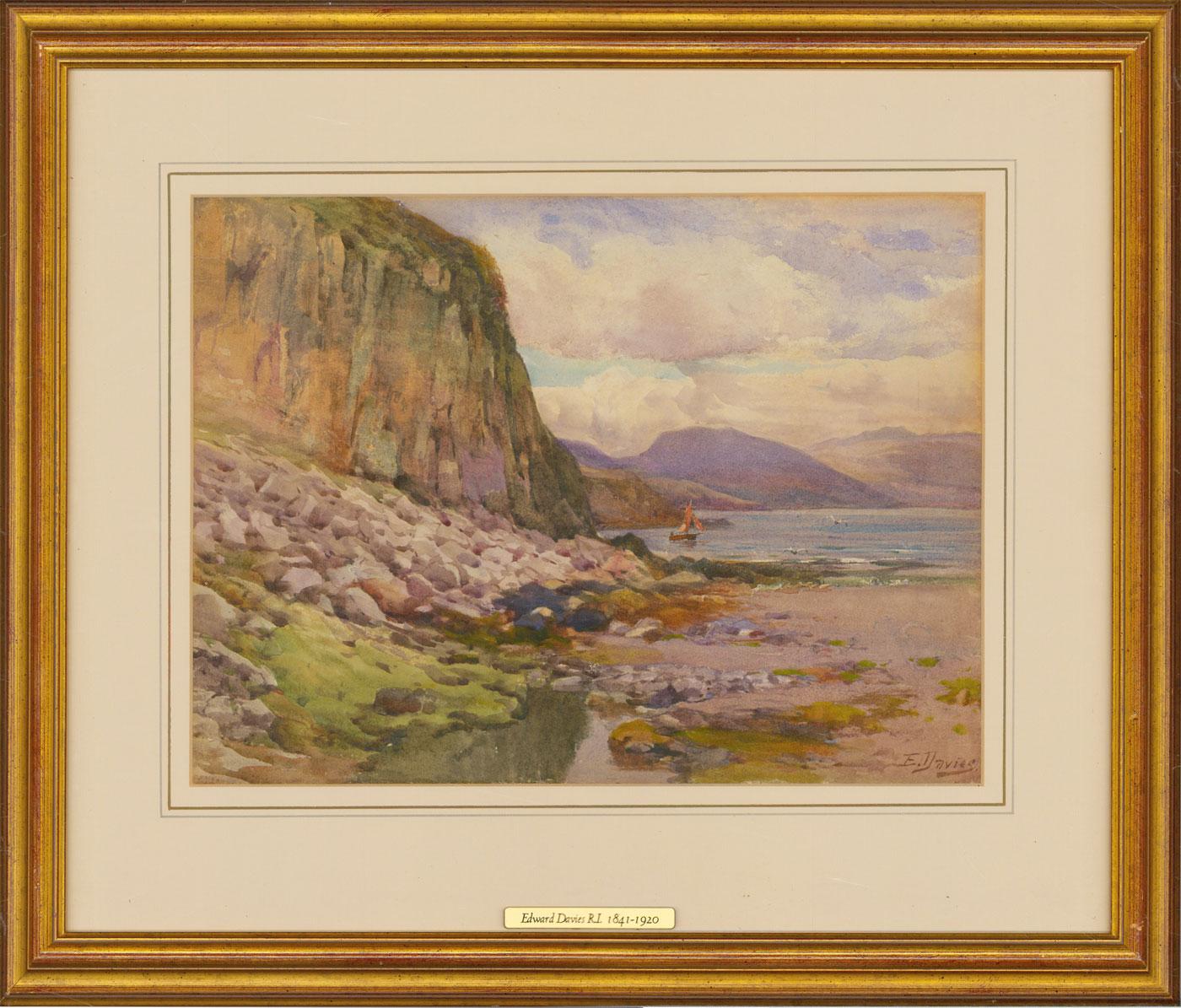 Unknown Figurative Art - Edward Davies RI (1841-1920) - Signed & Framed Watercolour, In the Isle of Skye