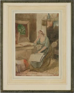 Fanny Mearns (fl.1870-1881) - Aquarelle de la fin du XIXe siècle, The Day's News