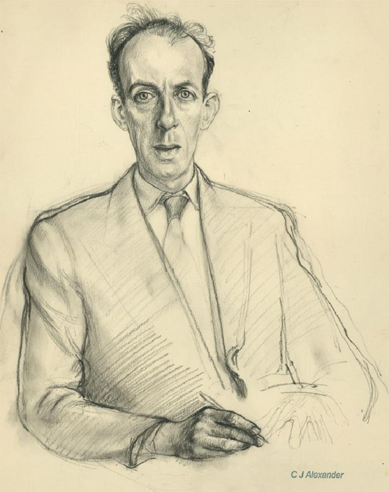 Christopher Alexander (1926-1982) - Mid 20th Century Chalk Drawing, Male Study 1