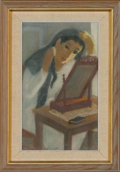 GÃ¶sta Bjelkebo (1904-1974) - Signed & Framed Pastel, Woman at The Dresser