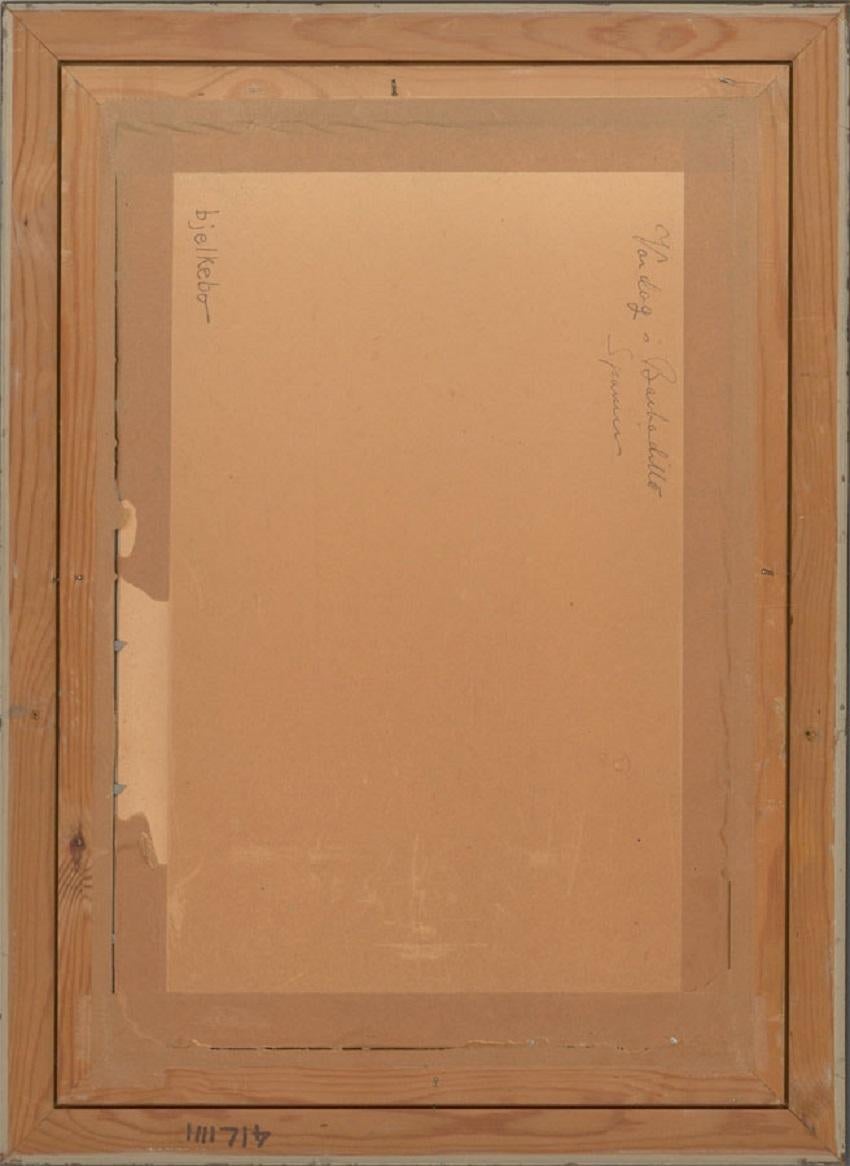 GÃ¶sta Bjelkebo (1904-1974) - Signiertes & gerahmtes Pastell des 20. Jahrhunderts, Waschtag (Braun), Landscape Art, von Unknown