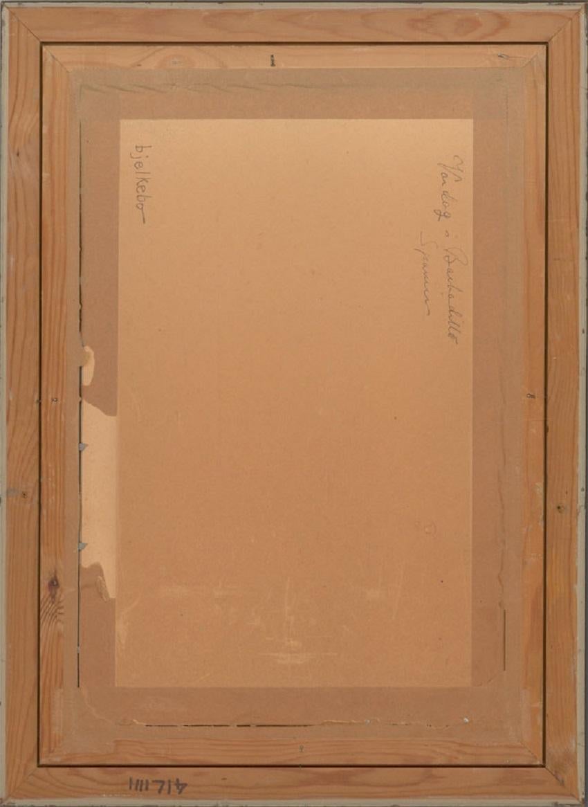Gösta Bjelkebo (1904-1974) - Pastel du 20e siècle signé et encadré, Journée de lavage - Marron Landscape Art par Unknown