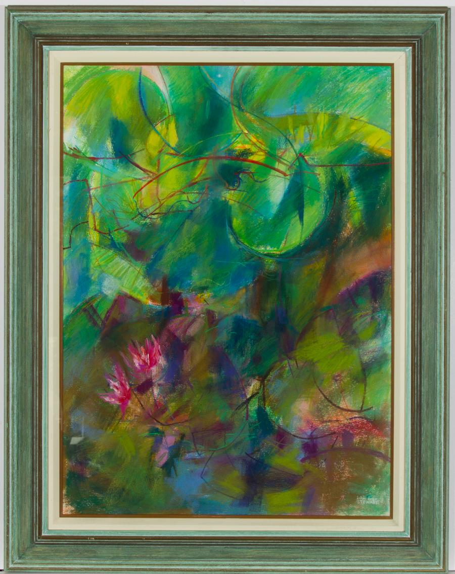 Unknown Still-Life - John Ivor Stewart PPPS (1936-2018) - Signed & Framed 2002 Pastel, Lily Pond I
