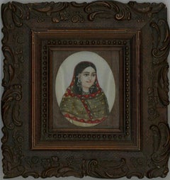 Framed 19th Indian Portrait Miniature - The Noble Woman