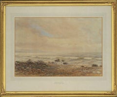 Richard Smith - Signed & Gilt Framed 1851 Watercolour, Criccieth Beach, Wales