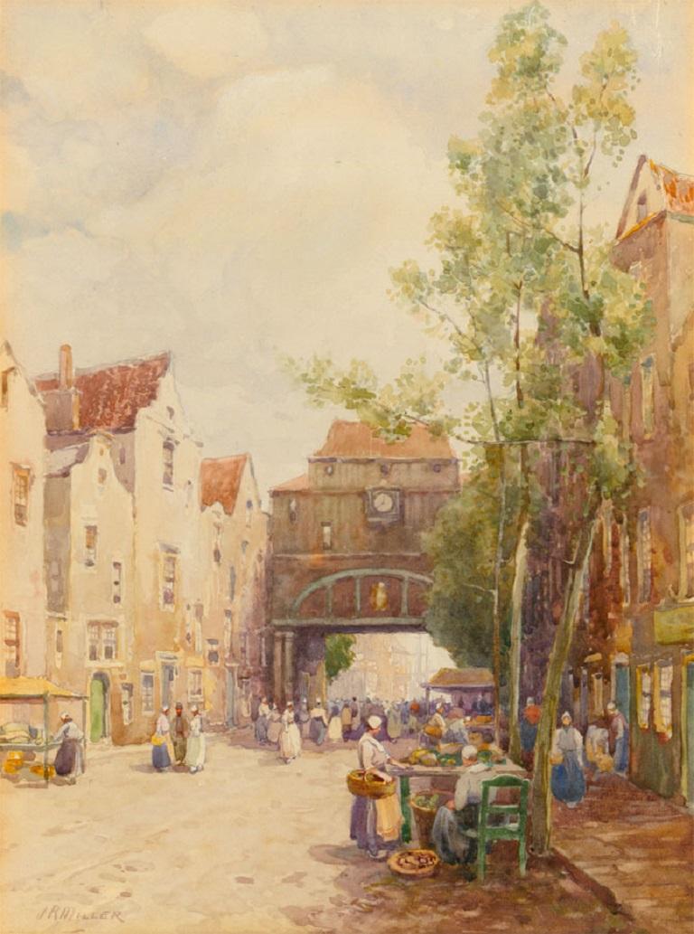 J.R. Miller (1880-1912) - Fine Signed Watercolour, Old Gateway, Rotterdam - Art by Unknown