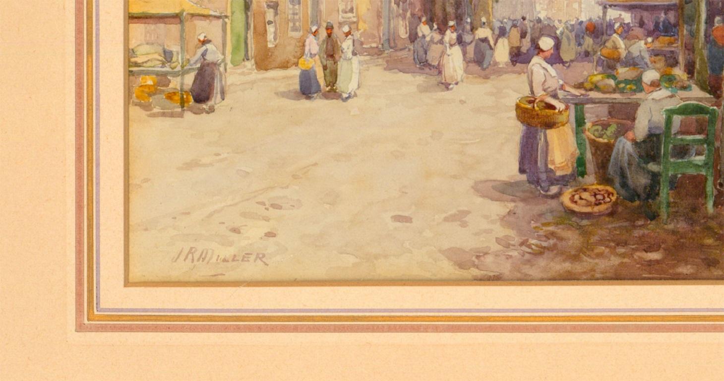 J.R. Miller (1880-1912) - Fine Signed Watercolour, Old Gateway, Rotterdam - Orange Landscape Art by Unknown