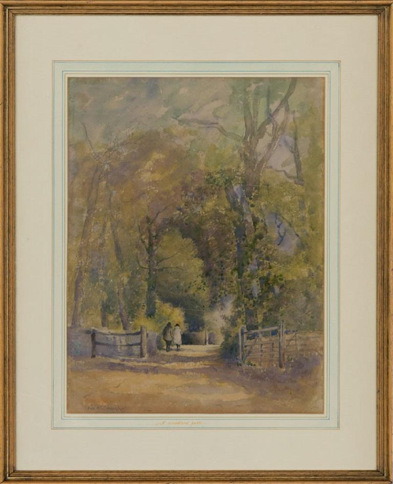 Dudley Burnside Landscape Art – George Henry Downing (1878-1940) - Aquarell, Waldweg des frühen 20. Jahrhunderts