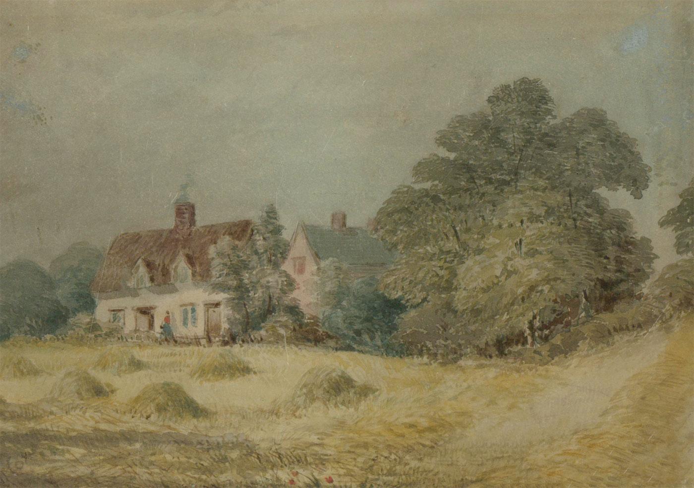 David Cox Jnr. ARWS (1809-1885) - 19th Century Watercolour, Farming Cottages - Art by Unknown