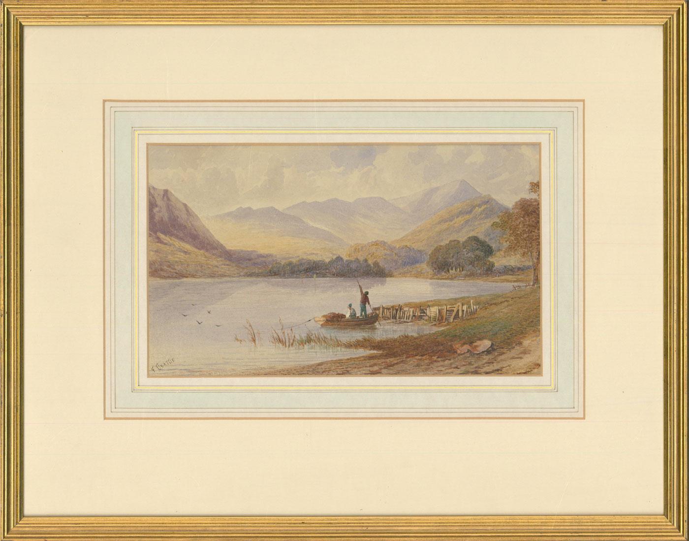 Unknown Landscape Art - F. Beattie - Signed Late 19th Century Watercolour, Anglers on a Highland Loch