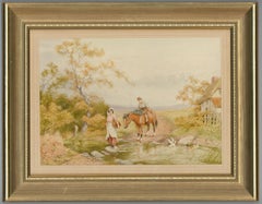 Bernard Foster - Signed 19th Century Watercolour, Travellers in a Landscape