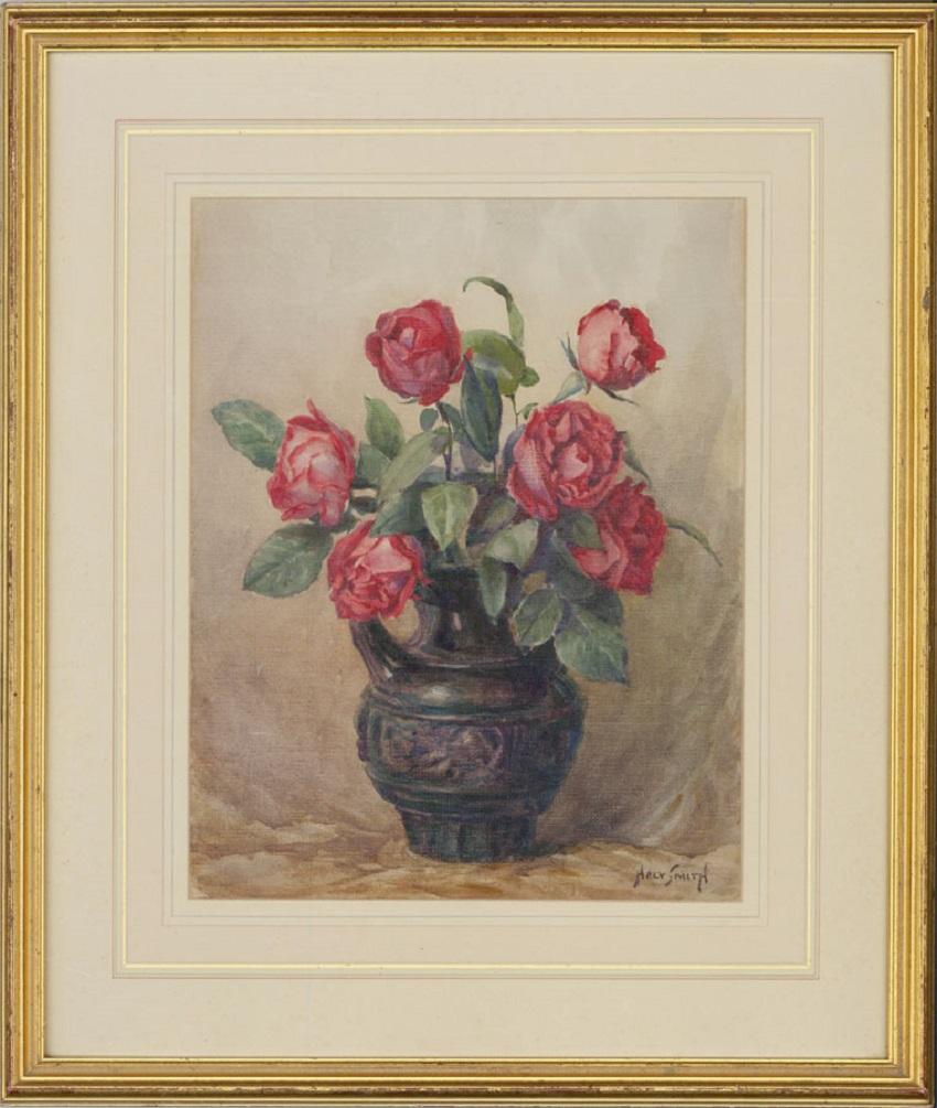Still-Life Unknown - Augustus Morton Hely-Smith RBA - Aquarelle du début du XXe siècle, Roses dans une cruche