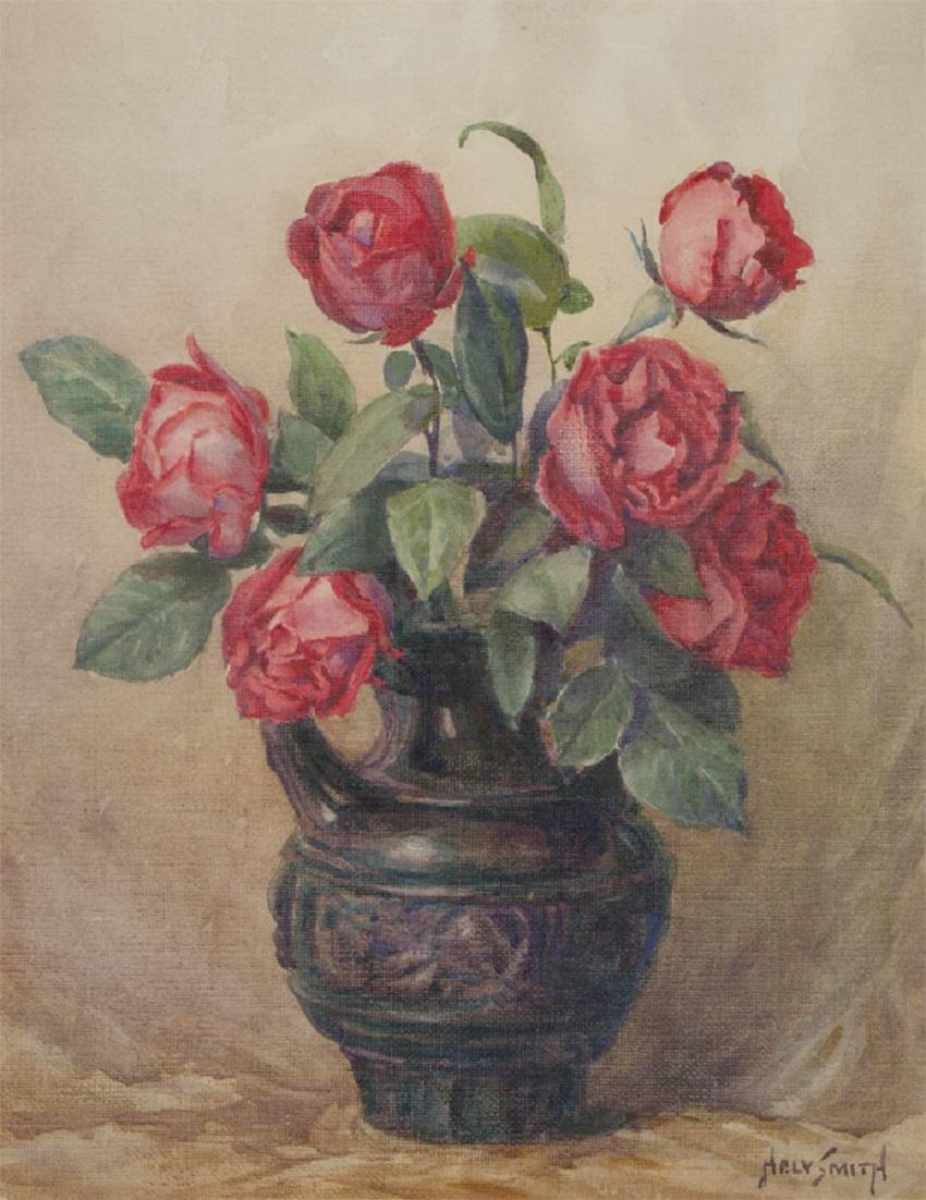 Augustus Morton Hely-Smith RBA - Aquarelle du début du XXe siècle, Roses dans une cruche - Art de Unknown
