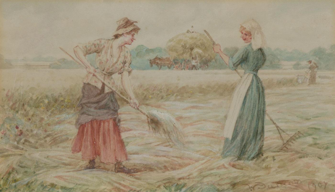 Walter Duncan ARWS (1848-1932) - 1907 Watercolour, Harvest Time - Art by Unknown