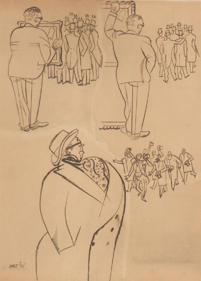Unknown Figurative Art - Alfred Reginald Thomson RA (1895-1979) - 1936 Pen Drawing, The Artist's Journey