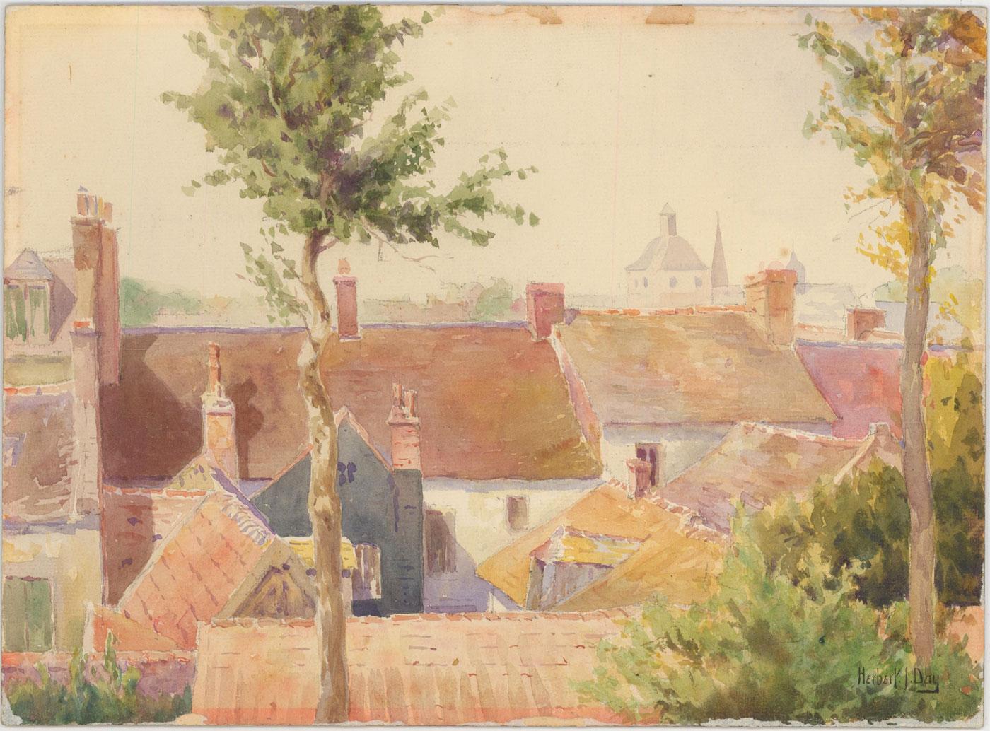 Herbert J. Day (1875-1950)  - Signed Early 20th Century Watercolour, Rooftops - Art by Unknown