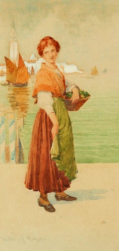 Walter Jenks Morgan (1847-1924)- Signed Gitl Framed Watercolour, A Venetian Girl