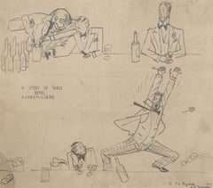 Alfred Reginald Thomson RA (1895-1979) - 1929 Pen Drawing, Three Academicians