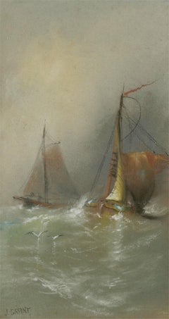 J. Grant - Fine 19th Century Pastel, Crashing Waves