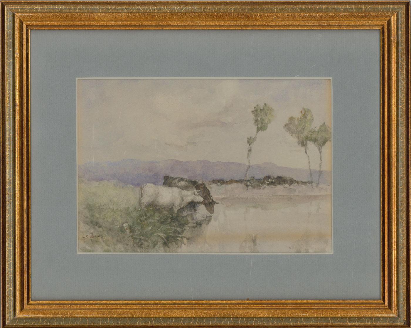 Unknown Landscape Art - Lewis Charles Powles RBA (1860-1942) - Signed Watercolour, Cattle at a Lake