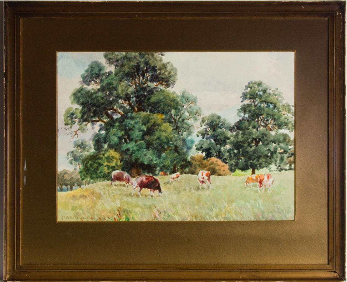 Unknown Landscape Art - Gertrude Martineau (1840-1924) - Watercolour, Cattle in a Landscape