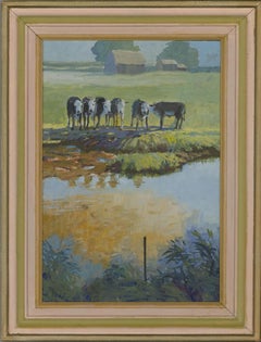 Michael B. Edwards (1939-2009) - Signed Watercolour, Cattle in the Cotswolds
