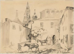 Marian Kratochwil (1906-1997) - 1956 Watercolour, Street Scene, Toledo