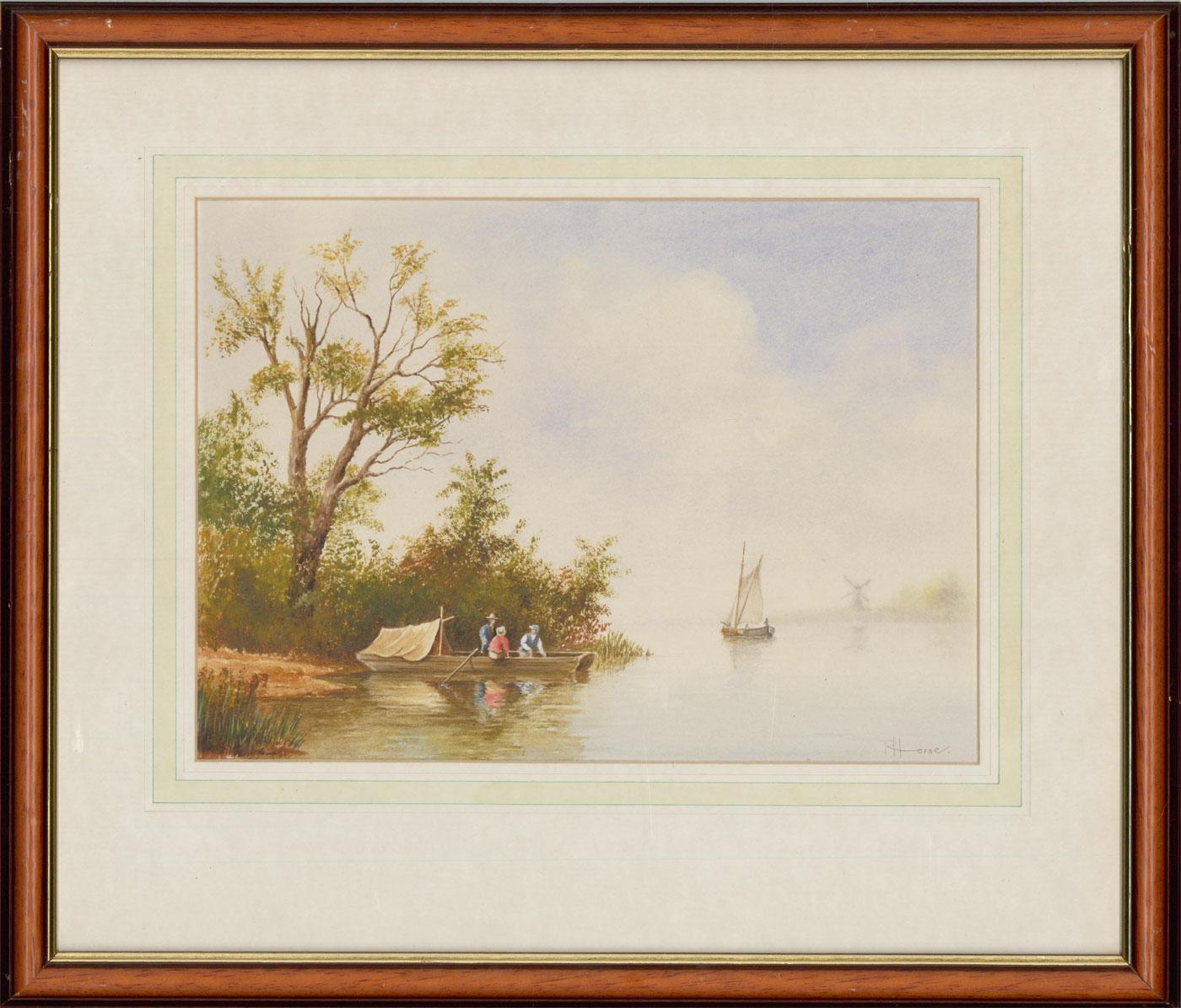 Unknown Landscape Art - R. Horne - Two Mid 20th Century Watercolour, Dutch River Scenes
