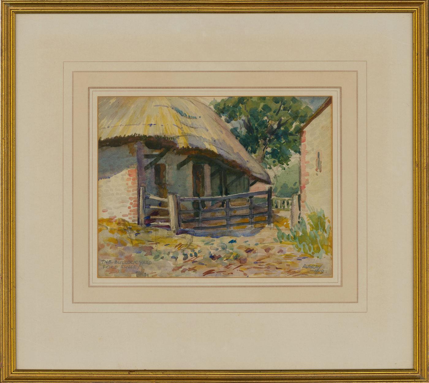 Richard Archibald Ray (1884-1968) - 1919 Watercolour, The Bullock Yard