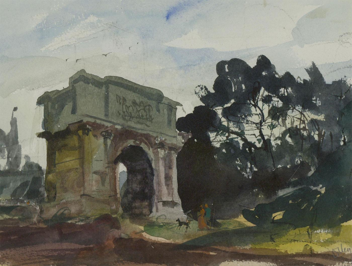Ronald Olley (b.1923) - c. 2000 Watercolour, Arch of Titus, Rome 1