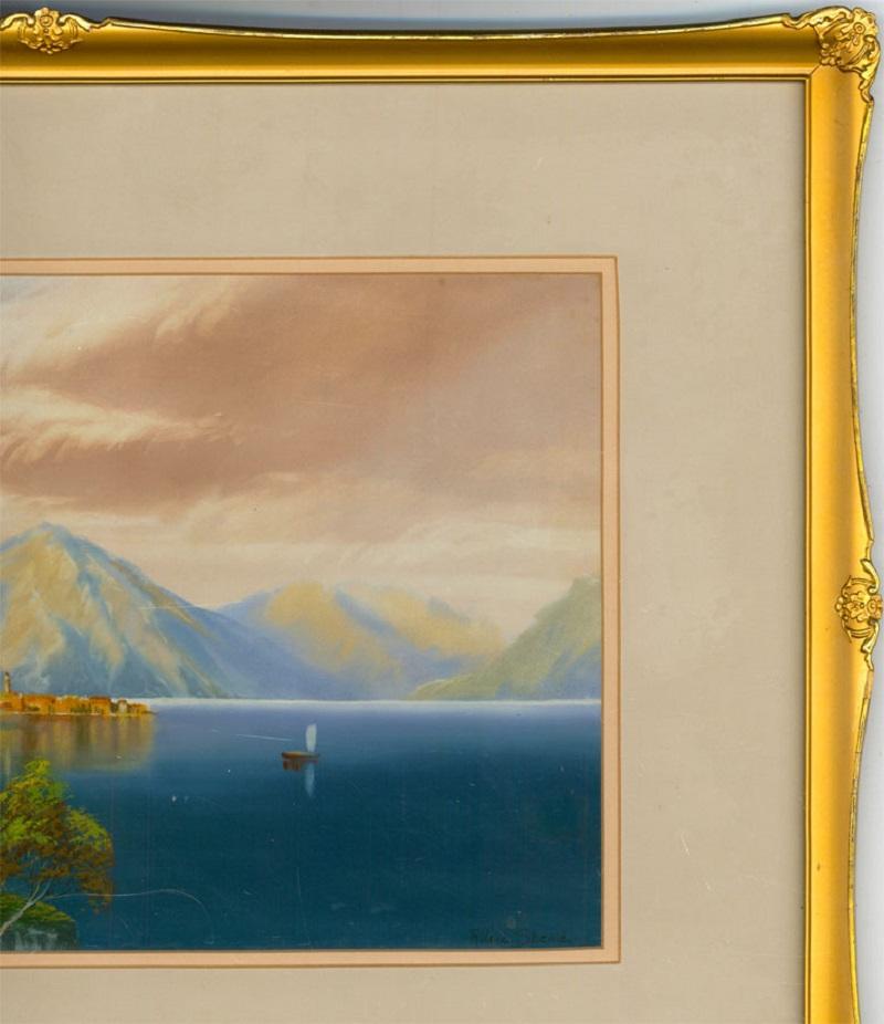 Roland Stead - Signed and Framed Mid 20th Century Watercolour, Mountain Lake - Beige Landscape Art by Unknown