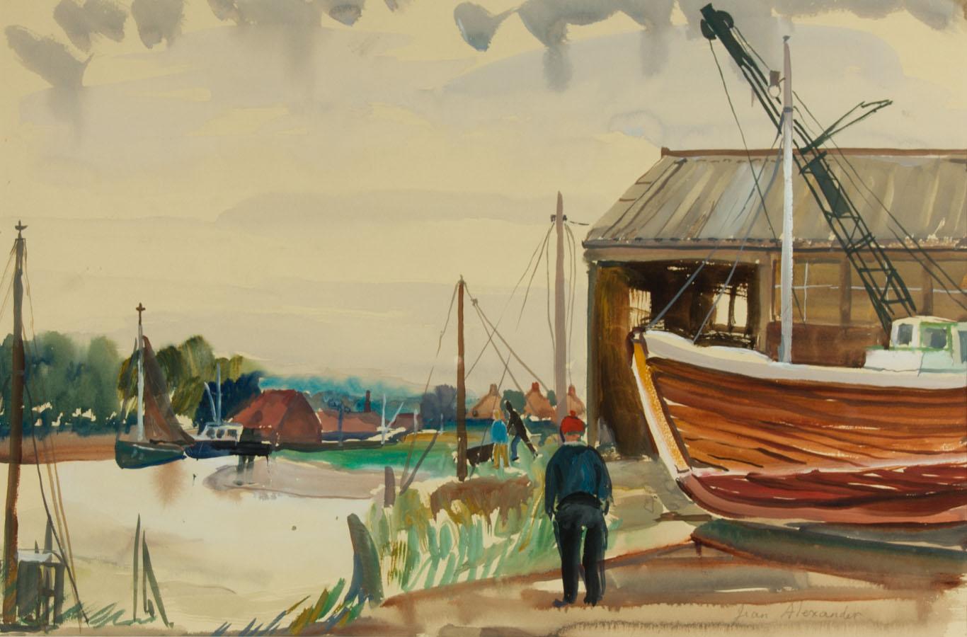 Jean Dryden Alexander (1911-1994) - Signed Gouache, Harbourside 1