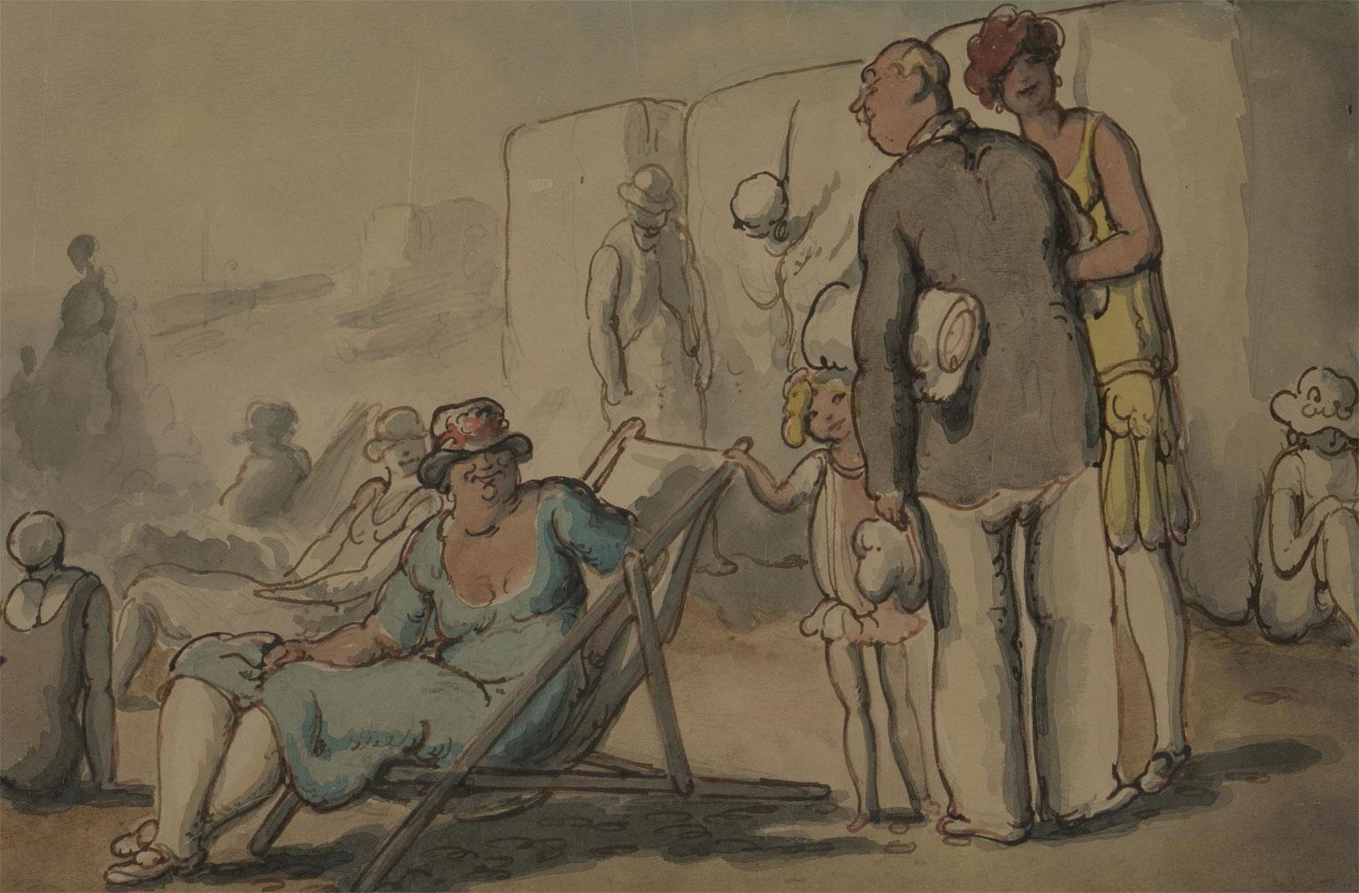 Harold Hope Read (1881-1959) - Framed Pen and Ink Drawing, Holiday Makers 1