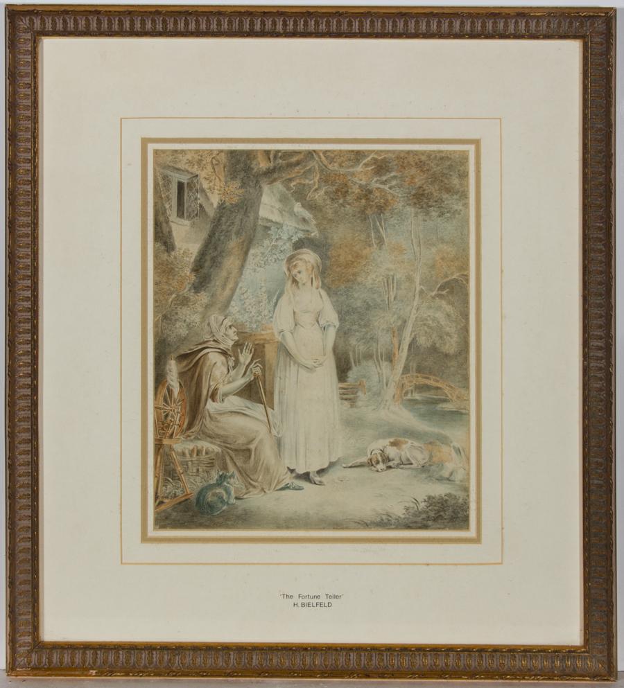 Unknown Figurative Art - Henry Bielfeld (1802-1892) - Fine 1834 Watercolour, The Fortune Teller