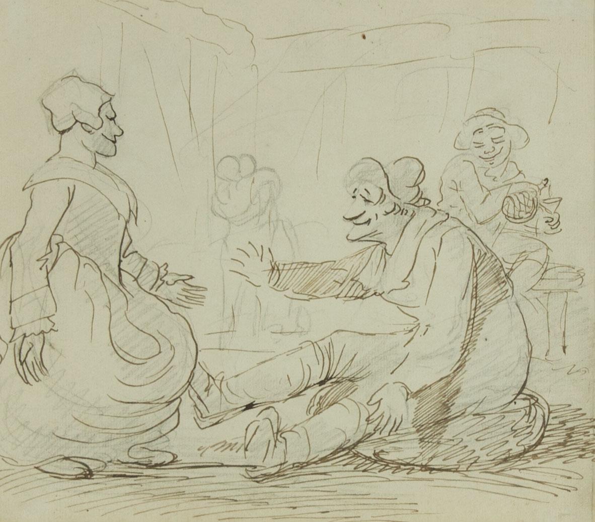 Attrib. to Henry William Bunbury (1750-1811) - Pen and Ink Drawing, Merrymaking - Art by Unknown
