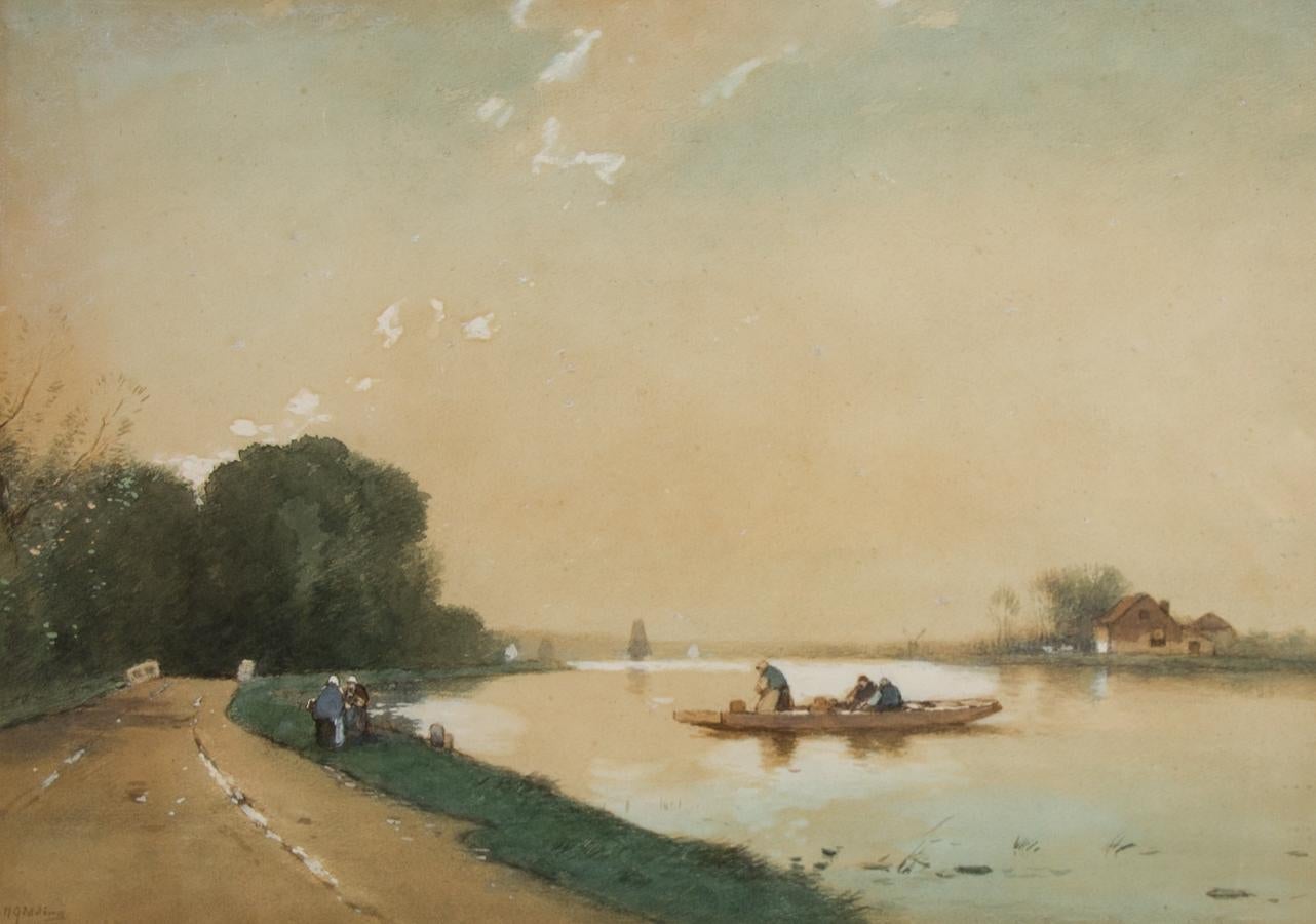 Marinus Gidding (1863-1925) - Signed & Framed Watercolour, Boating Scene - Art by Unknown