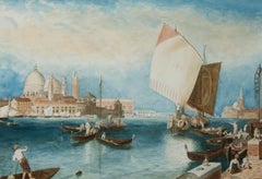 R.F. Hiddle - Ornate Framed Mid 19th Century Watercolour, Grand Canal, Venice