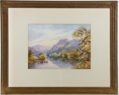 M. F. Thomas - Signed & Framed 1908 Watercolour, Fishing In The River